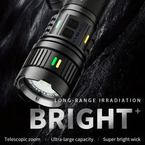 Ultra-Bright 990, 000 Lumens LED Flashlight with Type-C Rechargeable 10000mAh Battery, Remote Spotlight, Durable Aluminum Alloy - Perfect for Outdoor Adventures, Outdoor Lighting|Sleek Design|Durable Flashlight, Flashlight Rechargeable
