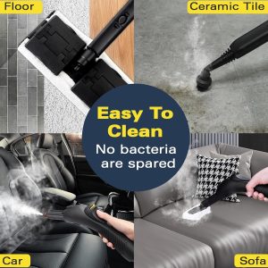 Steam Cleaner, Handheld Steamer with 21 Accessories, 248°F High-Temperature Steam for Floors, Grout, Tiles, Carpet, Cars - Portable 1.08L Tank, Child Lock, Chemical-Free Cleaning for various surfaces