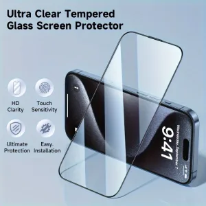 UBUNU for iPhone 16 Pro Case with Screen Protector [Built in 9H Hard Tempered Glass], Rugged Silicone Bumper Dual Layer 360 Full Body Clear Protective Phone Case for Men Women 6.1 inch - Blue