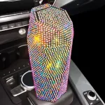[With Lid Rhinestone Car Trash] Bling Rhinestone Car Trash Can With Lid, Car Interior Bucket Car Storage Box For Women Ladies