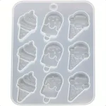 White Silicone Cake Mold Ice Cream Popsicle Cute Food Keychain Pendant Resin Mold Jewelry Tools Jewelry Boxes and Organizers Ice Pop Molds Jewelry Towers, Non-Toxic, Safe for Use