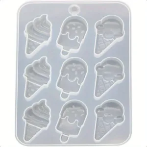 White Silicone Cake Mold Ice Cream Popsicle Cute Food Keychain Pendant Resin Mold Jewelry Tools Jewelry Boxes and Organizers Ice Pop Molds Jewelry Towers, Non-Toxic, Safe for Use