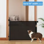 Retractable Youngsters Gate, Mesh Youngsters Gate Or Mesh Dog Gate, 33" Tall, Extends Up to 55" Wide, Youngsters Safety Gate for Doorways, Stairs, Hallways, Indoor/Outdoor, Holiday Gifts
