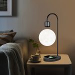 Magnetic Levitating Moon Lamp - Wireless Charging LED Night Light with 3 Color Modes, Metal Base, Home Decor Accent, US Plug, 110-130V