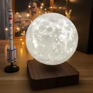Modern Magnetic Levitation Moon Lamp - Sleek Plastic Design with LED Light Source, Charging Function, 110V Plug, Ideal for Bedroom Decor, Bedroom Ambiance Lamp | Modern Aesthetic | Plastic Construction, Moon Decor