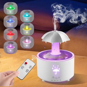 1pc New Rain Cloud Humidifier, Simulated Raindrop Humidifier, Rotatable Rain Cloud Diffuser, with 7-color Atmosphere Lighting and Three-level Timer, Air Humidifier That Can Add Essential Oils, Suitable for Aromatherapy and Raindrop Decompression