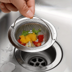 3pc 316 Stainless Steel Sink Strainer Set with Anti-Slip Handle – Premium Kitchen & Bathroom Drain Filters – Hair Catcher, Food & Debris Blockage Preventer – Rustproof & Durable Mesh Drain Cover