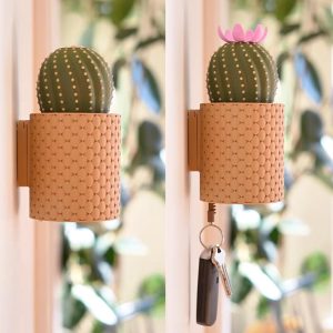 CactiKeys The Blooming Wall Mounted Keyholder, Cactikeys Creative Cactus Key Holder, Wall-Mounted Blooming Key Organizer, Practical and Stylish Home Decor for Entryway, Living Room, and Office