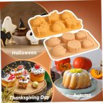 Candle Moulds, Pumpkin Silicone Moulds 2PCS 6 Cavity 3D Autumn Harvest Theme Chocolate Moulds Thanksgiving Candle Moulds Pumpkin Mould for Cake Fondant Making Style1, Chocolate Moulds Silicone