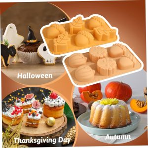 Candle Moulds, Pumpkin Silicone Moulds 2PCS 6 Cavity 3D Autumn Harvest Theme Chocolate Moulds Thanksgiving Candle Moulds Pumpkin Mould for Cake Fondant Making Style1, Chocolate Moulds Silicone