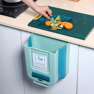 1pc Large Foldable Hanging Trash Can for Kitchen Cabinet Doors - Space-Saving, Wall-Mounted Waste Basket in White & Gray with Creative Sorting Feature, No Electricity Required, Cabinet Door Trash Can|Modern Kitchen Accessory|Clean Design