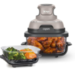 Ninja Crispi Air Fryer, Microwave, Freezer & Dishwasher Safe, Non Toxic Glass Portable Cooking System, 4 QT & 6 Cup Glass Containers with Storage Lids, Easy Meals, Air Fry, Bake, Stone, FN101ST