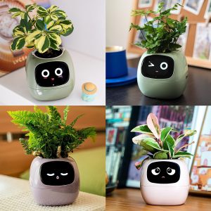 AMPULLA Ivy - Smart Flowerpots, Endless Fun Over 49 Rich Expressions, 7 Smart sensors, and AI Chips Make Raising Plants Easy and Fun. (White)