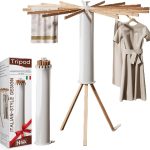 1 Set Octopus Tripod Wooden Clothes Drying Rack with 2pcs Hangers - Foldable, Portable, Space-Saving Laundry Organizer for Home, Bathroom, Closet, Corridor, Bathroom Storage | Modern Laundry Setup | Wooden Construction, Laundry Room Organizer, Laundry Drying Rack