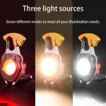 Carabiner Flashlight Tool, Carabiner Multi-Function Tool Flashlight Keychain,3-Color Beam,Comes with Electric Lighter, Bottle Opener, Screwdriver, Whistle