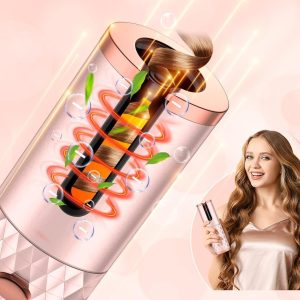 Automatic Curling Iron, Cordless Auto Hair Curler, 6 Temp & 11 Timer, Wireless USB Rechargeable Curling Iron Wand, Detangle & Scald-Free, Travel Portable Spin Hair Iron, Auto Shut Off, 220V Fast Heat