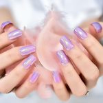 24pcs Magic Color Chameleon Pink Purple Glossy Press on False Nails Medium Short Squoval Reusable Fake Nails Full Cover Salon Wearable Fingernails Tips For Daily Party Women Girls Nail Art