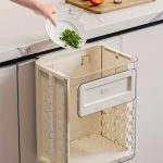 melairo Poubelle Murale de Cuisine Pliable et Suspendue, Poubelle Domestique de Grande Valeur, Poubelle Suspendue D'Armoire, Blanc Laiteux