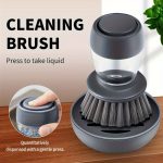 1pc Multifunctional Pot and Dish Cleaning Brush with Soap Dispenser and Stand - Durable Plastic Scrub Brush for Kitchen Sink, Pans, Saucepans - Uncharged Manual Operation Dishwashing Tool