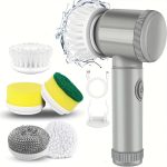 Electric Rotary Scrubber, Electric Cleaning Brush 8in 1 HandheldKitchen Cleaning Cordless Rotary Scrubber, 5 Replaceable Brush HeadsHigh Speed Cleaning Brush Electric Scrubber Bathroom RechargeableScrub Brush, Cleaning supplies
