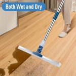 Adjustable Long Handle Floor Squeegee Broom - Rubber Squeegee for Tile Concrete Shower Walls Patio and Garage Floors - Multi-Surface Water Removal Cleaning Tool