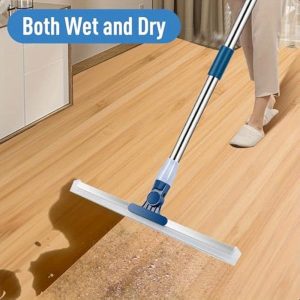 Adjustable Long Handle Floor Squeegee Broom - Rubber Squeegee for Tile Concrete Shower Walls Patio and Garage Floors - Multi-Surface Water Removal Cleaning Tool