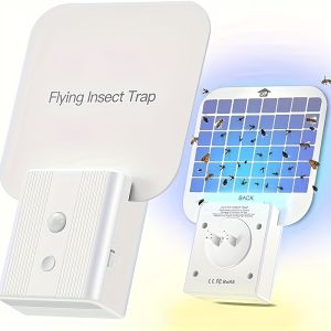 Flying Insect Trap, Plug-in Fly Trap Indoor, UVA Bug Light Trap with Sensored Night Light, Fruit Fly Traps for Indoors for Flies, Mosquitos, Moths, Gnats (1 Device + 5 Glue Cards)