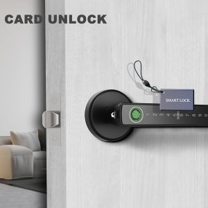 WINFREE Smart Door Lock, Fingerprint & Keyless Entry, Card Passcode, Tuya App Control, Compatible with Google Home/Alexa, Aluminum Alloy, Battery Powered, Non-Waterproof, Universal Lock Body
