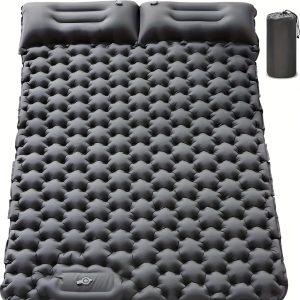 2-Person Camping Air Mattress with Pillow & Built-in Pump - Portable, Compact Sleeping Bed for Hiking & Outdoor Adventures, & Moisture-Resistant, 440 lbs Capacity, Camping Essentials|Egg-Shaped Air Pockets|Durable Sleeping Pad, Camping Gear