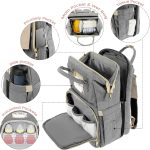 HOTBEST Diaper Bag Backpack, Large Baby Bag, Nappy Changing Bags with Changing Pad, Multifunction Waterproof Travel Essentials Baby Bag, Unisex and Stylish(Grey)
