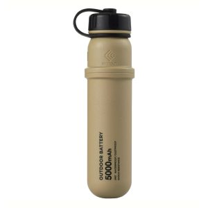 ELECOM NESTOUT Portable Charger, 5000mAh Outdoor Battery Power Bank, 15W USB-C Fast Charging, Waterproof IP67, Durable Shockproof, Battery Pack for Phone Tablet Hiking Travel Camping (Beige, 5000mAh)