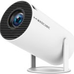 HY300PRO Mini Projector with WiFi and Bluetooth, 4K Support Smart Portable Projector Auto Keystone , Air Mouse Remote, Voice Control, 180 Degree Rotation, Home Video Proyector Android 11