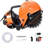 VEVOR Electric Concrete Saw, 14 in Circular Saw Cutter with 5 in Cutting Depth, Wet/Dry Disk Saw Cutter Includes Water Line, Pump and Blade, for Stone, Brick, Porcelain, Concrete, 2600W/15A Motor